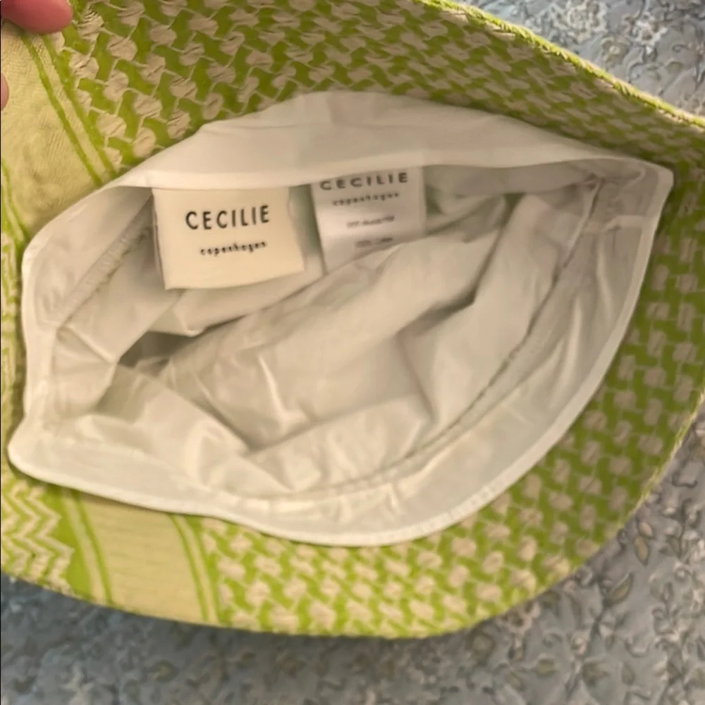 Cecilie Copenhagen Lime Green Patterned Bucket Hat - Picture 2 of 3